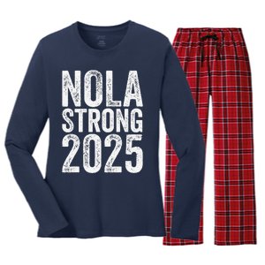 Nola Strong 2025 Never Forget New Orleans Support Women's Long Sleeve Flannel Pajama Set 