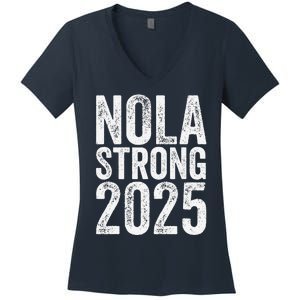 Nola Strong 2025 Never Forget New Orleans Support Women's V-Neck T-Shirt