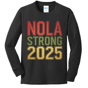 Nola Strong 2025 New Orleans Resilient Community Pride Kids Long Sleeve Shirt