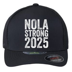 Nola Strong 2025 Red New Orleans Support Flexfit Unipanel Trucker Cap