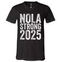 Nola Strong 2025 Red New Orleans Support V-Neck T-Shirt