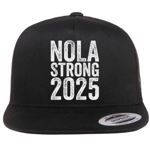 Nola Strong 2025 Red New Orleans Support Flat Bill Trucker Hat