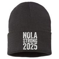 Nola Strong 2025 Red New Orleans Support Sustainable Knit Beanie