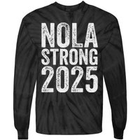 Nola Strong 2025 Red New Orleans Support Tie-Dye Long Sleeve Shirt