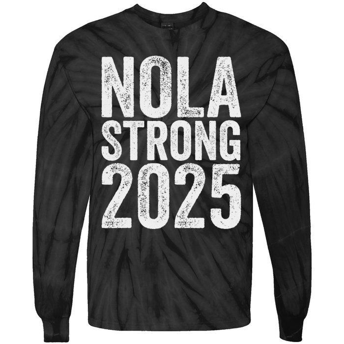 Nola Strong 2025 Red New Orleans Support Tie-Dye Long Sleeve Shirt