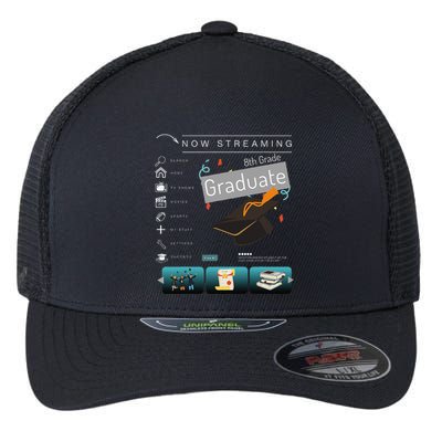 Now Streaming 8th Grade Graduation Funny Graduate Quote .Png Flexfit Unipanel Trucker Cap