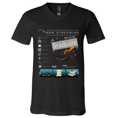 Now Streaming 8th Grade Graduation Funny Graduate Quote .Png V-Neck T-Shirt