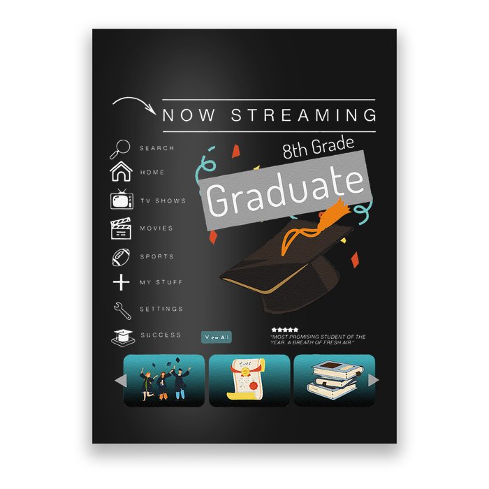 Now Streaming 8th Grade Graduation Funny Graduate Quote .Png Poster