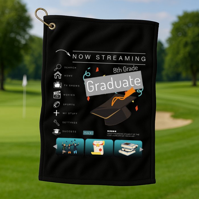 Now Streaming 8th Grade Graduation Funny Graduate Quote .Png Golf Towel