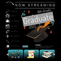 Now Streaming 8th Grade Graduation 2025 Funny Graduate Quote .Png Kids T-Shirt