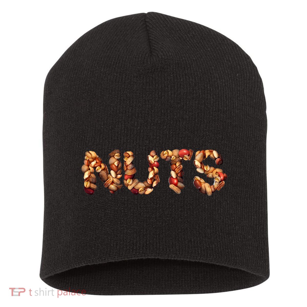 Nuts Symbol As Letters Short Acrylic Beanie