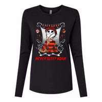 Never Sleep Again Scary Horror Nightmare Halloween Costume Womens Cotton Relaxed Long Sleeve T-Shirt