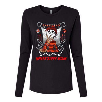 Never Sleep Again Scary Horror Nightmare Halloween Costume Womens Cotton Relaxed Long Sleeve T-Shirt