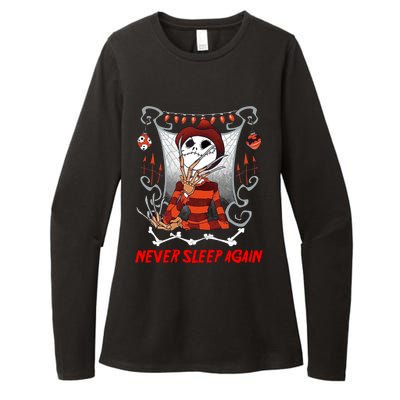 Never Sleep Again Scary Horror Nightmare Halloween Costume Womens CVC Long Sleeve Shirt