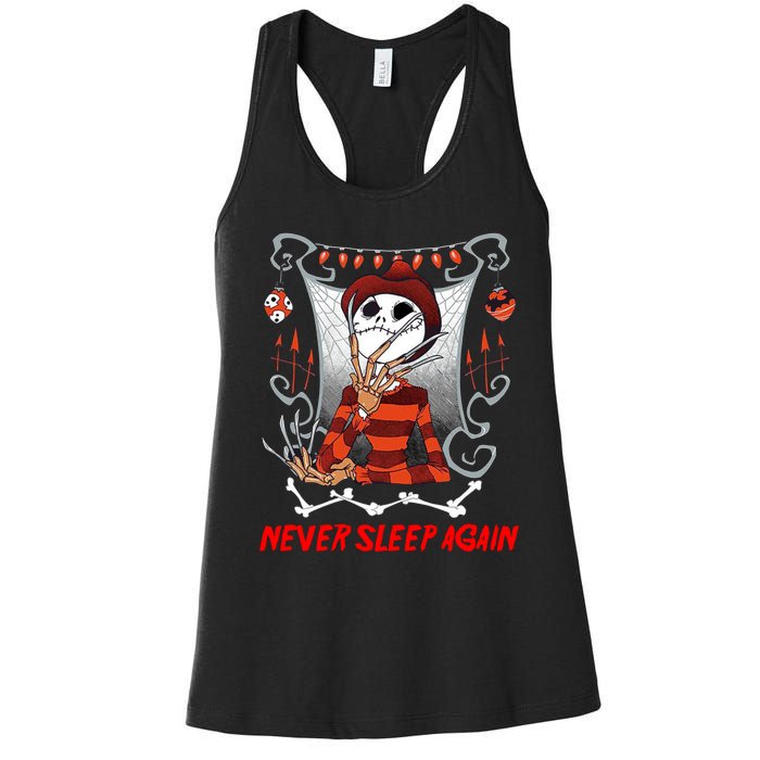 Never Sleep Again Scary Horror Nightmare Halloween Costume Women's Racerback Tank