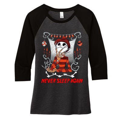 Never Sleep Again Scary Horror Nightmare Halloween Costume Women's Tri-Blend 3/4-Sleeve Raglan Shirt