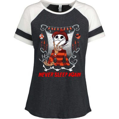 Never Sleep Again Scary Horror Nightmare Halloween Costume Enza Ladies Jersey Colorblock Tee