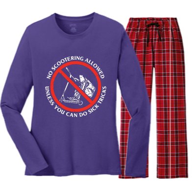 No Scootering Allowed Unless You Can Do Sick Tricks Scooter Plus Size Shirts Women's Long Sleeve Flannel Pajama Set 