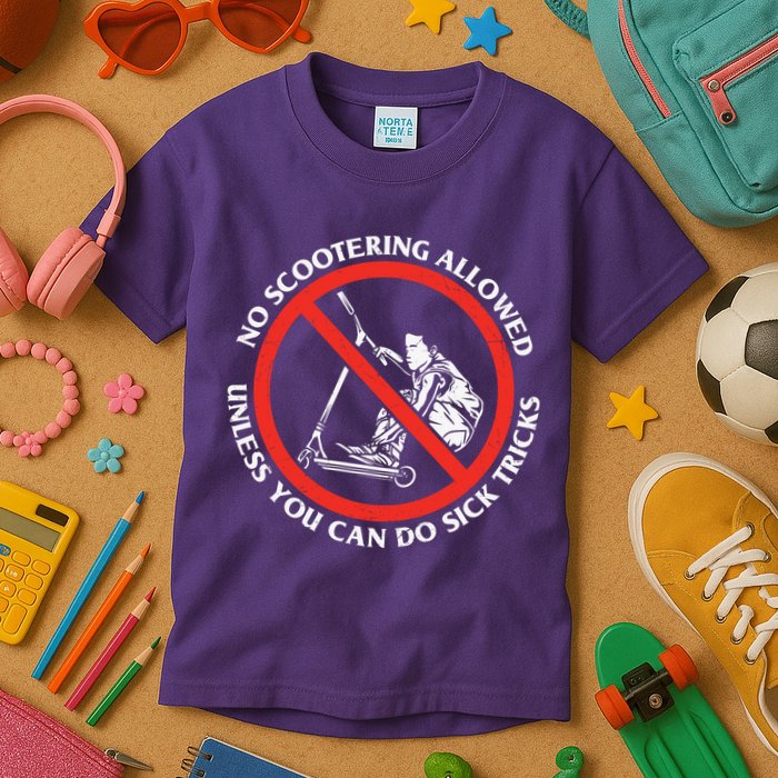 No Scootering Allowed Unless You Can Do Sick Tricks Scooter Plus Size Shirts Kids T-Shirt