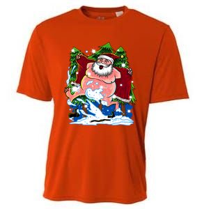 Naked Santa Adult Xmas Humor Drunk Santa Claus On Christmas Long Sleeve Cooling Performance Crew T-Shirt