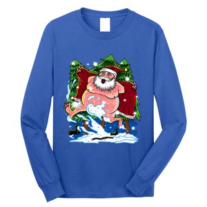 Naked Santa Adult Xmas Humor Drunk Santa Claus On Christmas Long Sleeve Long Sleeve Shirt