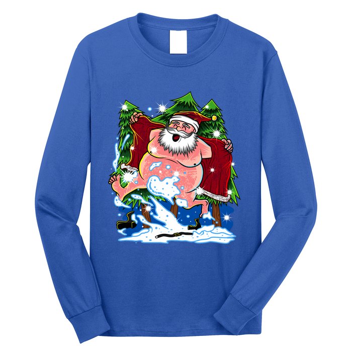 Naked Santa Adult Xmas Humor Drunk Santa Claus On Christmas Long Sleeve Long Sleeve Shirt