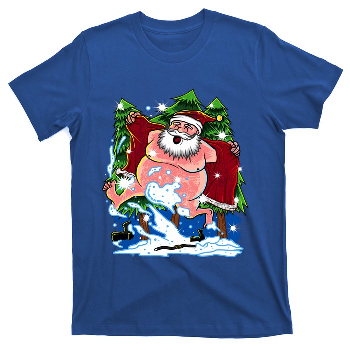 Naked Santa Adult Xmas Humor Drunk Santa Claus On Christmas Long Sleeve T-Shirt