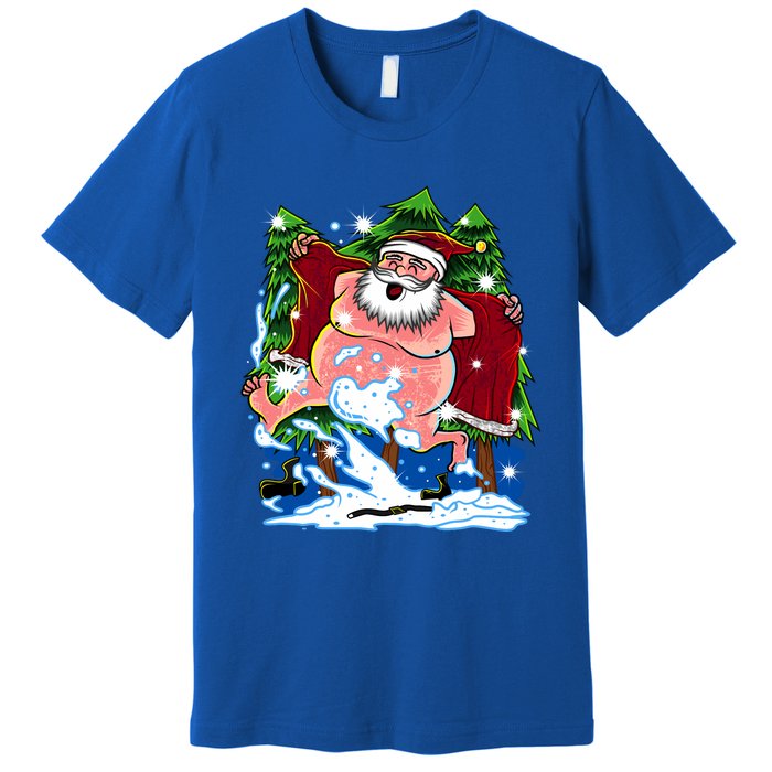 Naked Santa Adult Xmas Humor Drunk Santa Claus On Christmas Long Sleeve Premium T-Shirt