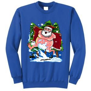 Naked Santa Adult Xmas Humor Drunk Santa Claus On Christmas Long Sleeve Tall Sweatshirt