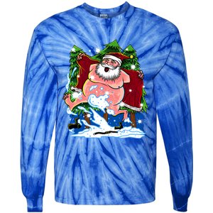 Naked Santa Adult Xmas Humor Drunk Santa Claus On Christmas Long Sleeve Tie-Dye Long Sleeve Shirt