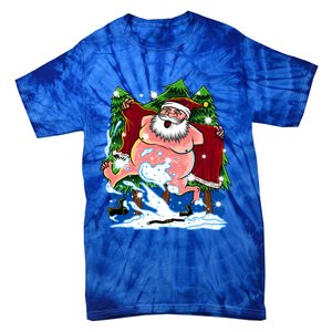 Naked Santa Adult Xmas Humor Drunk Santa Claus On Christmas Long Sleeve Tie-Dye T-Shirt