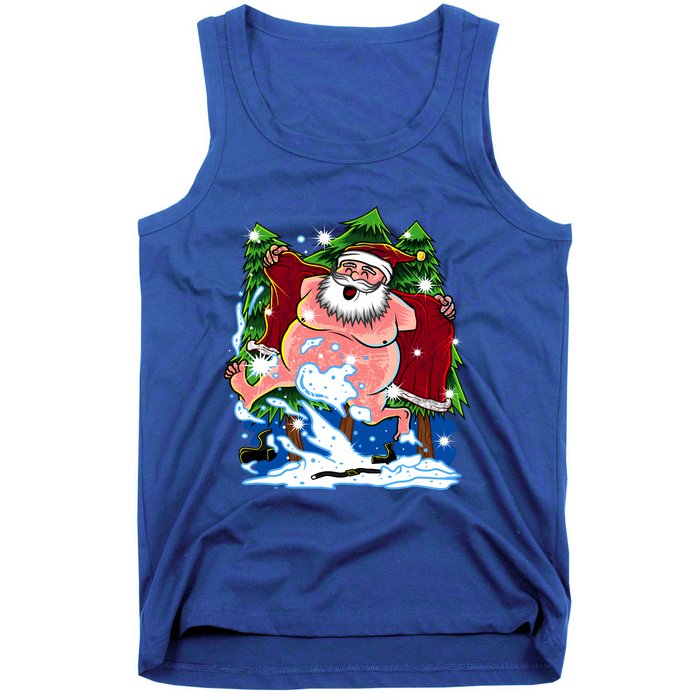 Naked Santa Adult Xmas Humor Drunk Santa Claus On Christmas Long Sleeve Tank Top