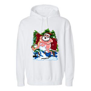 Naked Santa Adult Xmas Humor Drunk Santa Claus On Christmas Long Sleeve Garment-Dyed Fleece Hoodie