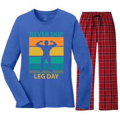 Never Skip A Leg Day Gym Fitness Workout Cool Gift Women's Long Sleeve Flannel Pajama Set 