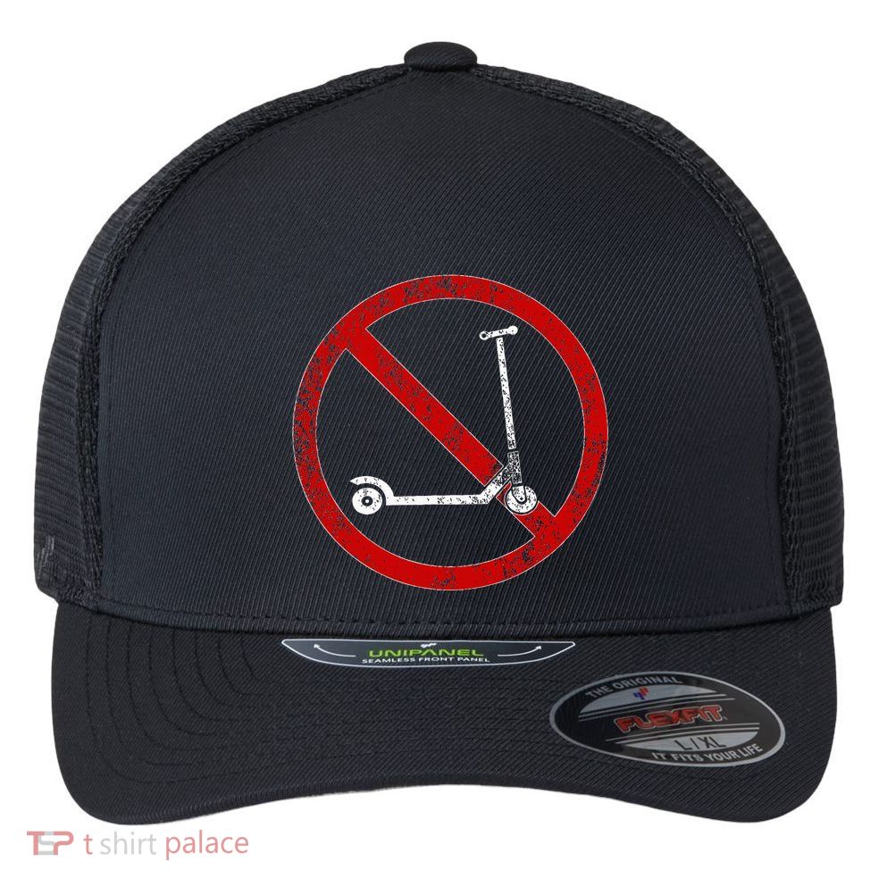 No Scooters allowed Anti Scootering True Skaters Only Flexfit Unipanel Trucker Cap