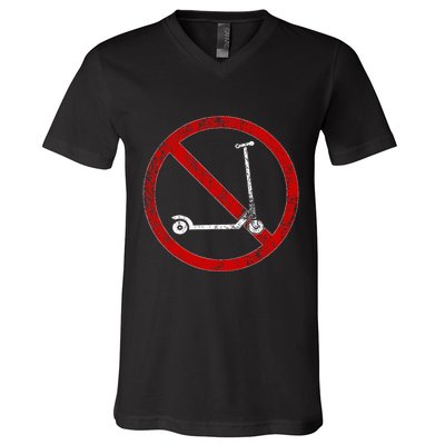 No Scooters allowed Anti Scootering True Skaters Only V-Neck T-Shirt