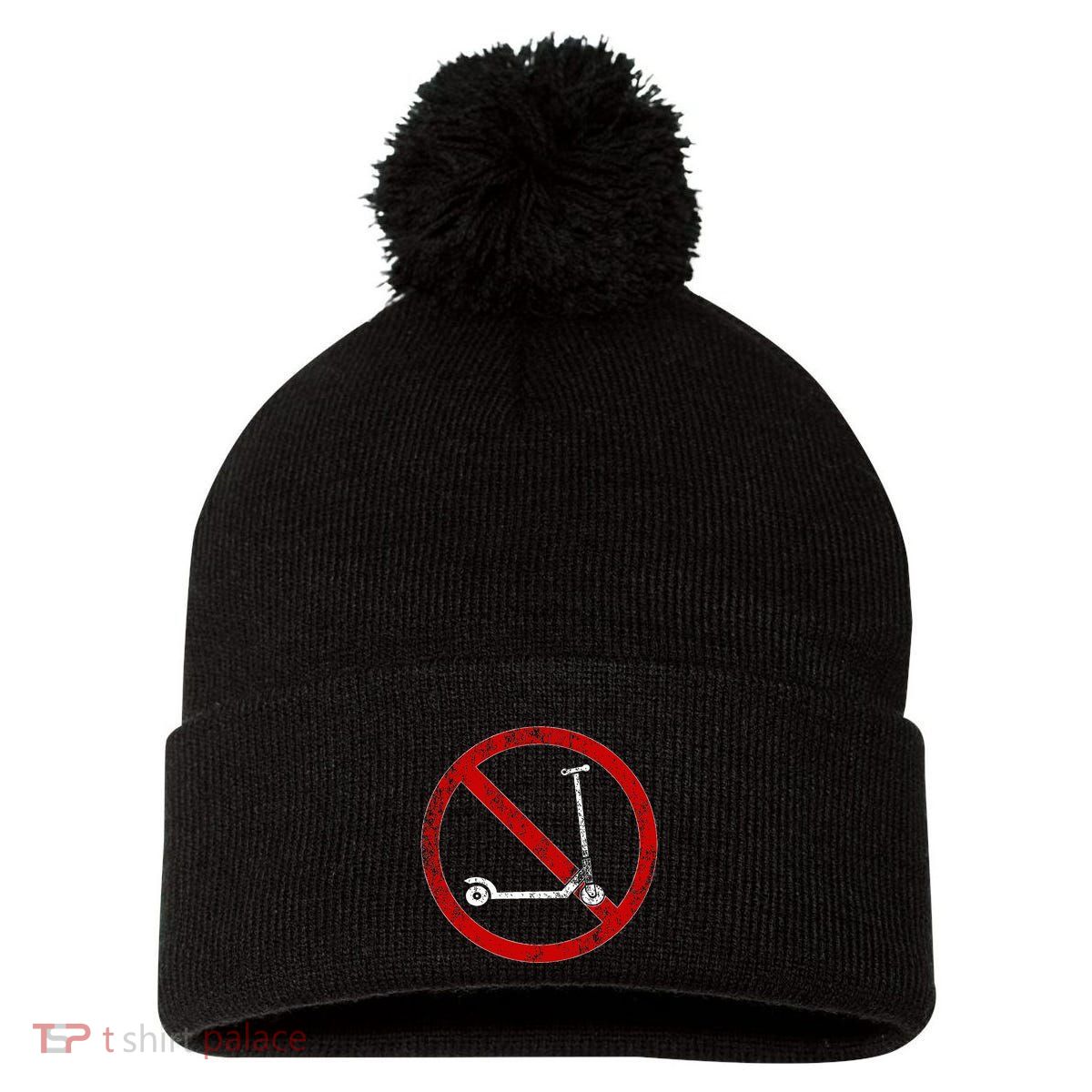 No Scooters allowed Anti Scootering True Skaters Only Pom Pom 12in Knit Beanie