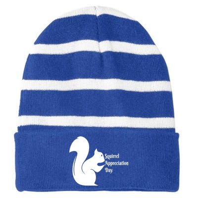 National Squirrel Appreciation Day Gift Funny Gift Striped Beanie with Solid Band