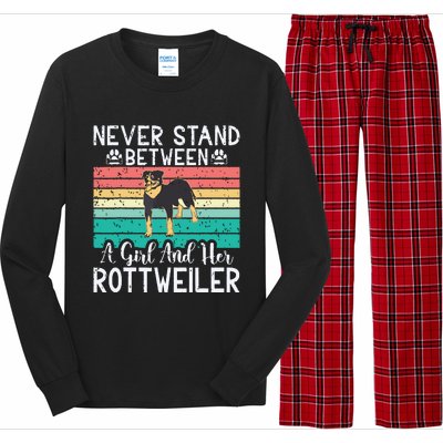 Never Stand Between A Girl And Her Rottweiler Long Sleeve Pajama Set