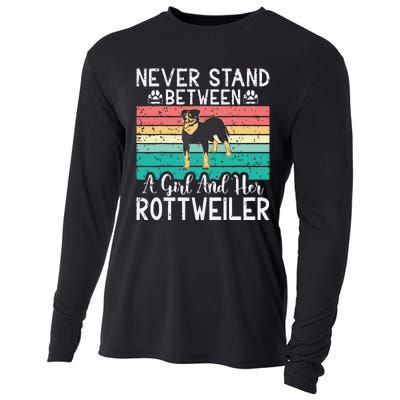 Never Stand Between A Girl And Her Rottweiler Cooling Performance Long Sleeve Crew