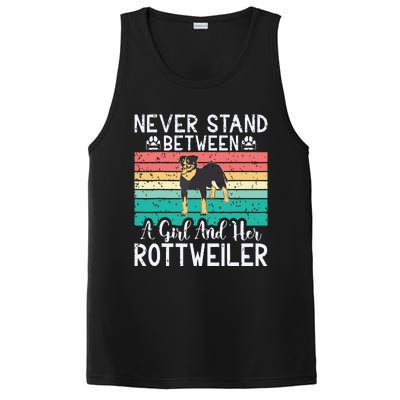 Never Stand Between A Girl And Her Rottweiler PosiCharge Competitor Tank