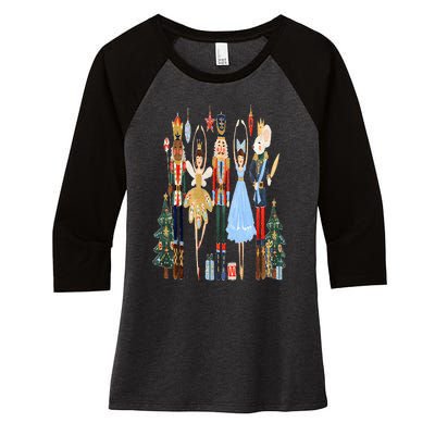 Nutcracker Squad Ballet Dance Matching Family Christmas Women's Tri-Blend 3/4-Sleeve Raglan Shirt