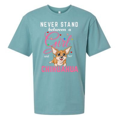 Never Stand Between A Girl And Her Chihuahua Sueded Cloud Jersey T-Shirt