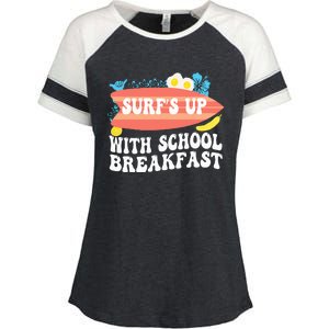 National School Breakfast Week Surfs Up Enza Ladies Jersey Colorblock Tee