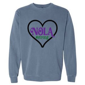 Nola Strong Black Heart Support New Orleans Pray Louisiana Garment-Dyed Sweatshirt