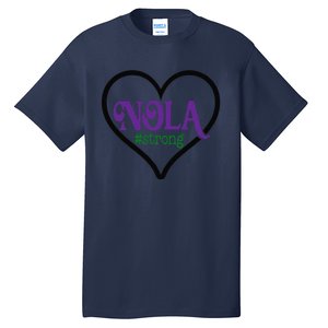 Nola Strong Black Heart Support New Orleans Pray Louisiana Tall T-Shirt