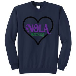 Nola Strong Black Heart Support New Orleans Pray Louisiana Tall Sweatshirt