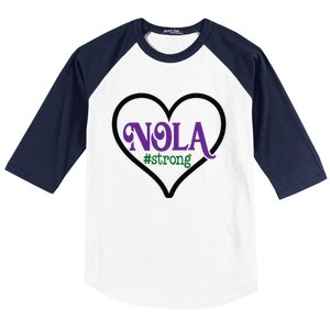 Nola Strong Black Heart Support New Orleans Pray Louisiana Baseball Sleeve Shirt