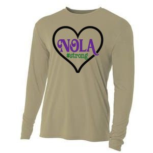 Nola Strong Black Heart Support New Orleans Pray Louisiana Cooling Performance Long Sleeve Crew