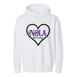 Nola Strong Black Heart Support New Orleans Pray Louisiana Garment-Dyed Fleece Hoodie